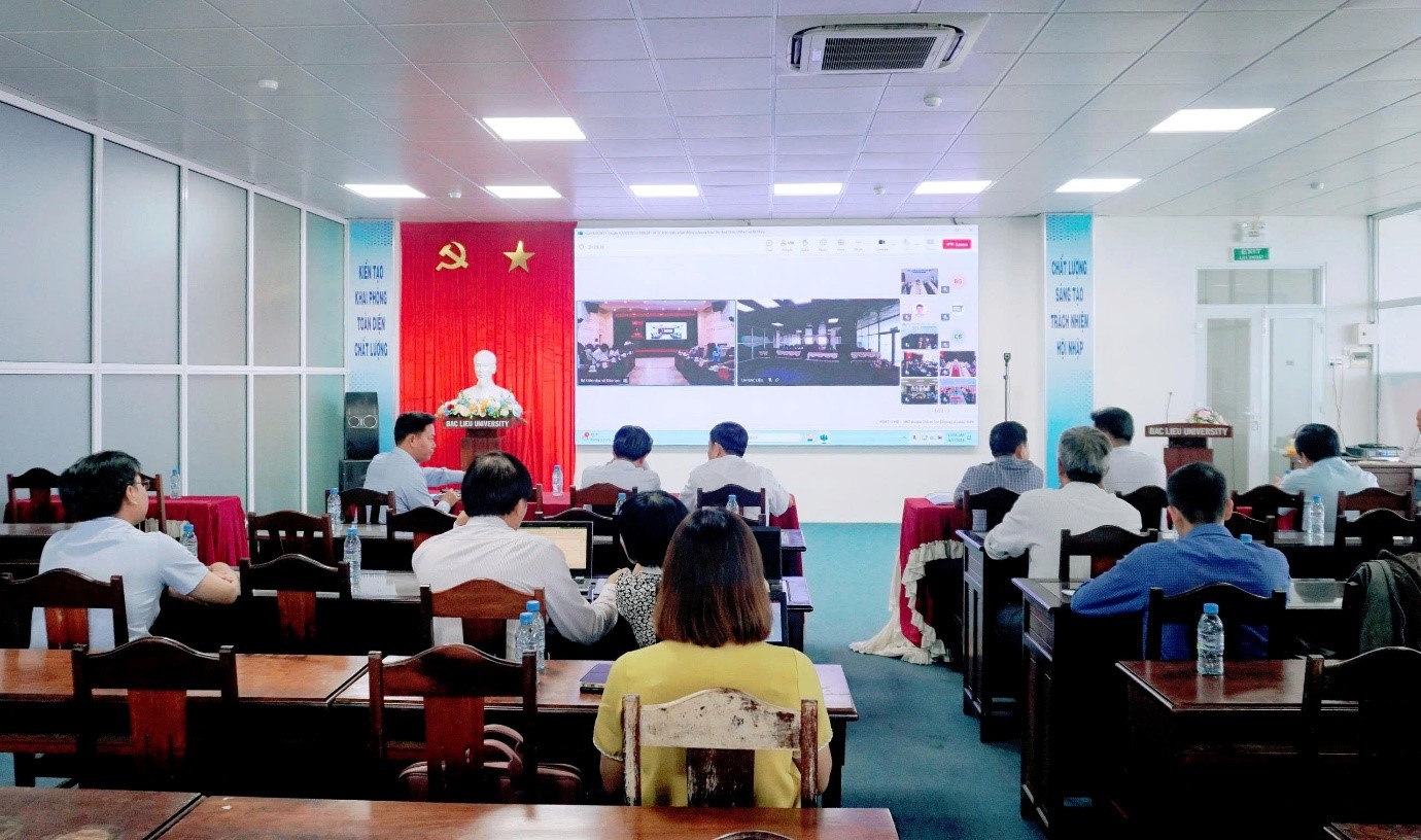 Trường Đại học Bạc Liêu tham dự Hội nghị trực tuyến triển khai Phong trào “Cả nước thi đua đổi mới sáng tạo và chuyển đổi số” và “Bình dân học vụ số” ngành Giáo dục